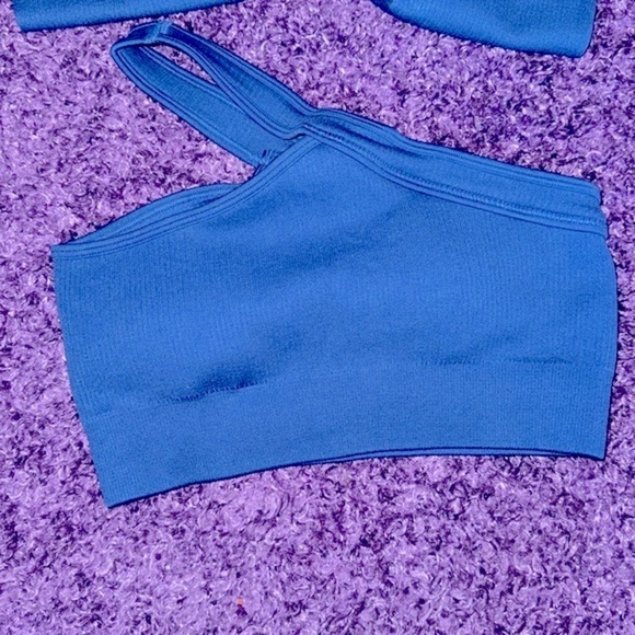 NWT Ribbed One Shoulder Sports Bra & High Waist Leggings Set Size SMALL NWT - Picture 8 of 10